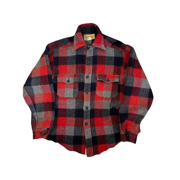 Vtg Melton Jacket Wintermaster Medium Wool Mackinaw Shacket Hunting Plaid Chore - Picture 1 of 8